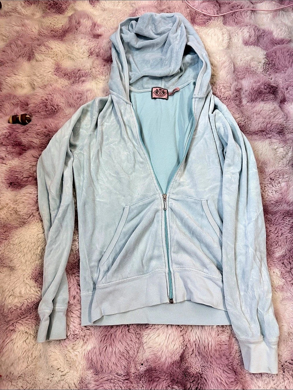 Juicy Couture Robertson Classic Velour Zip-Up Hoodie Blue